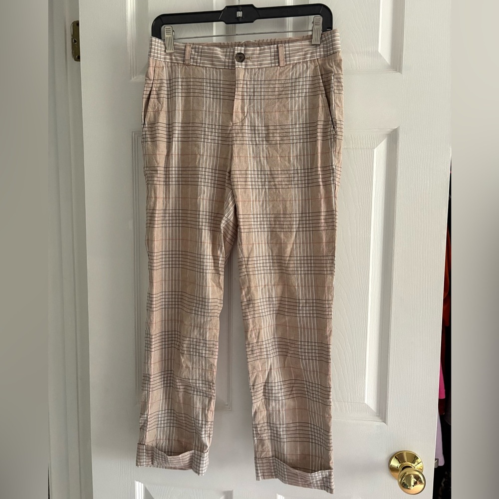 🩵 Banana Republic Avery Pant – Tan Plaid (Size 2) Bundle 3 for $20